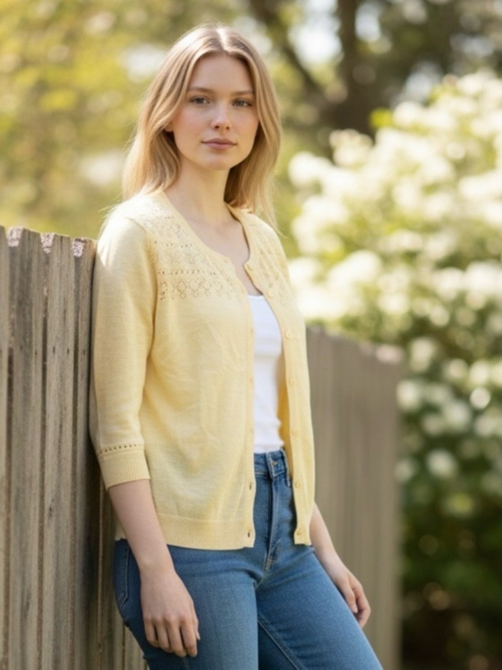 🫶🏻 Christopher & Banks Light Yellow Knit Cardigan Sweater